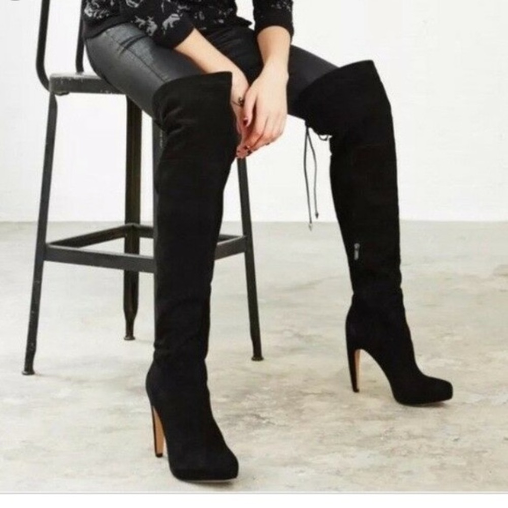 Black Suede Over-the-Knee Boot
